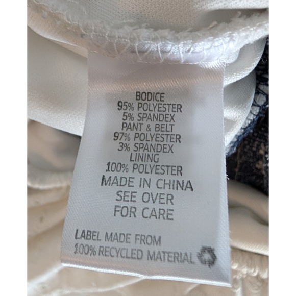 Knit Works - Girls White Eyelet Top Blue Striped Jumpsuit Tie Waist - Size 14 - Picture 6 of 6